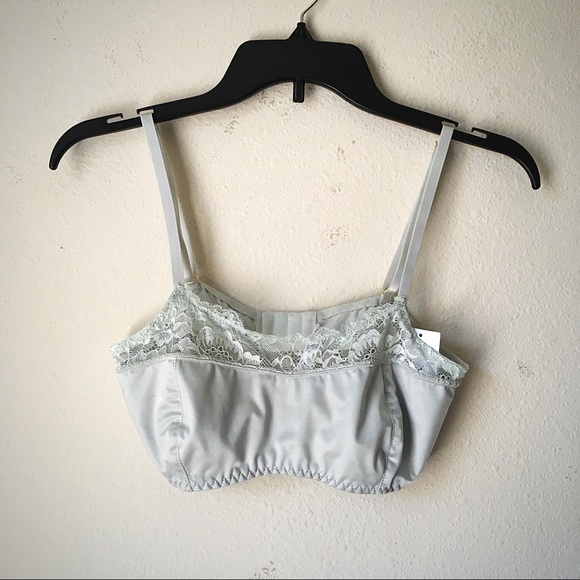 Blue Satin Lace Bralette - Picture 2 of 8